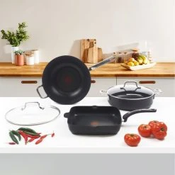 Tefal Premium Specialty Hard Anodised Induction Wok With Lid 32 Cm