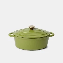 Smith & Nobel Luxe Cast Iron Casserole Oval 3L Green