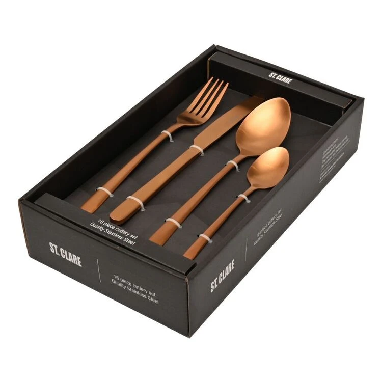 St Clare Nordic 16 Piece Stainless Steel Cutlery Set Rose Gold