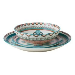 Casa Domani Pelagie Dinner Set 12 Piece Teal/Terracotta