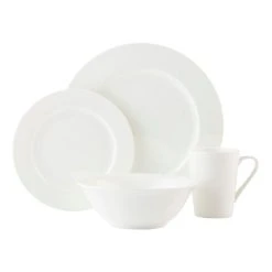 Casa Domani Pearlesque Rim 16-Piece Dinner Set