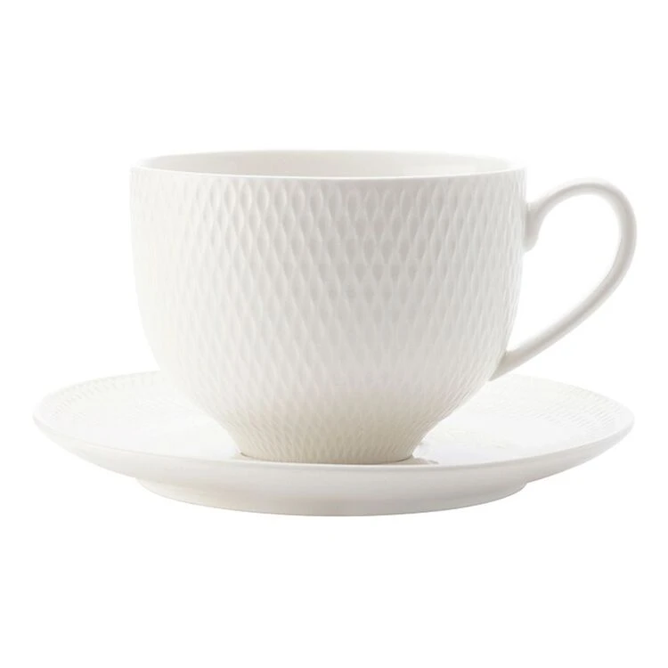 Maxwell & Williams White Basics Diamonds Tea Cup And Saucer 220mL