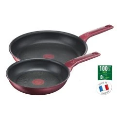 Tefal Daily Chef Red Induction Non-Stick Twin Pack Frypans 22/28cm