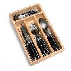 Laguiole Elite Pearl Black 24 Piece Cutlery Set