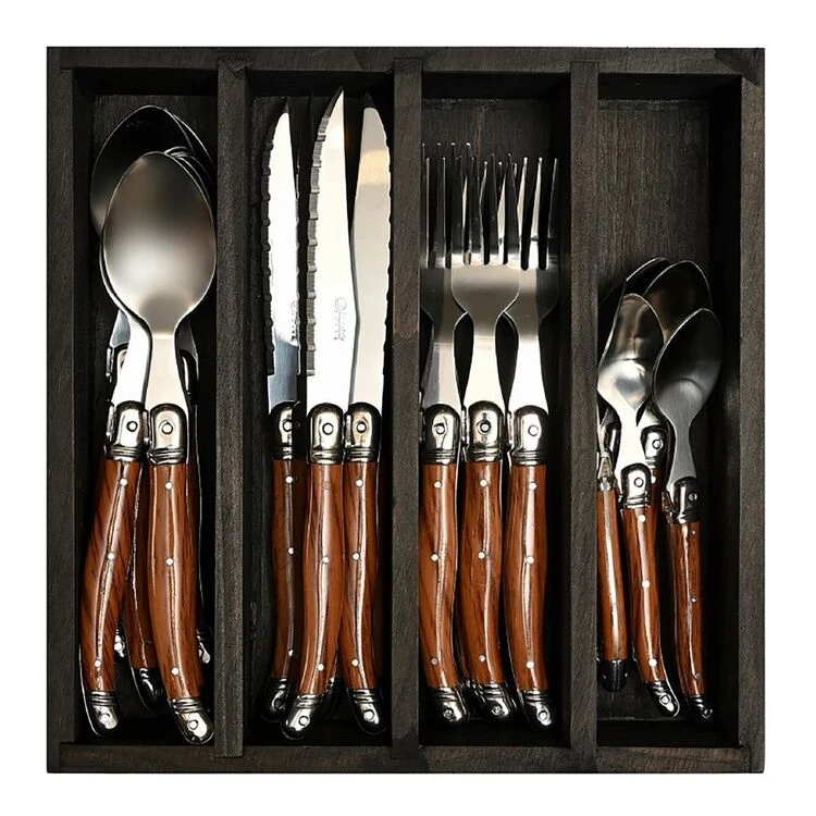 Laguiole Elite Wood Finish 24 Piece Cutlery Set - Image 2