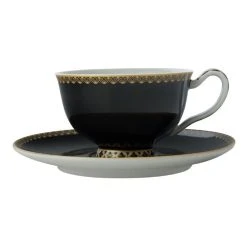 Maxwell & Williams Teas & C's Classic Footed Cup & Saucer 200mL Black Gift Boxed