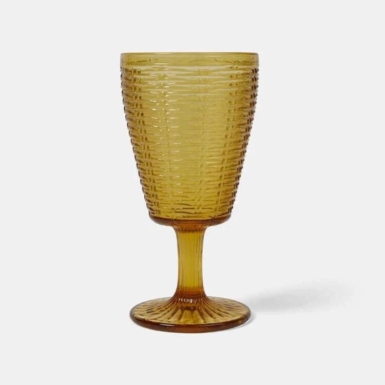 Chyka Home Basketweave 4-Piece Wine Glass Set Amber